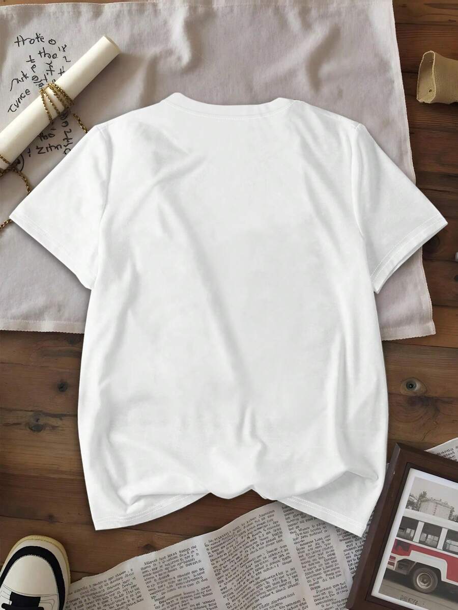 INAWLY Leuke zomertop met teckel en zwevende hartballonprint, dames casual ronde hals korte mouw T-shirt