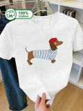 Casual Cotton Dachshund Graphic T-Shirt