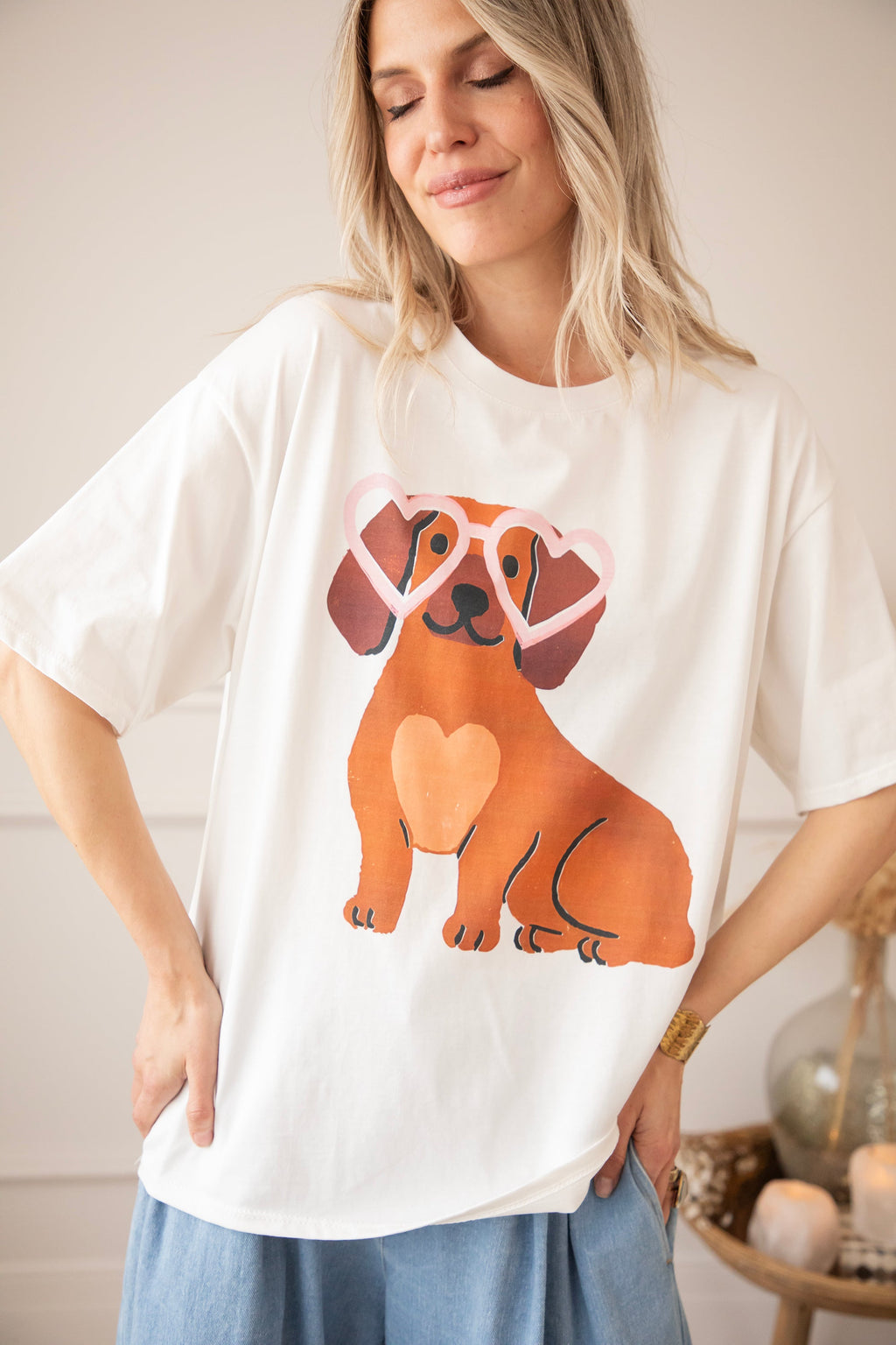 Cute Puppy Eyes White - T-Shirt