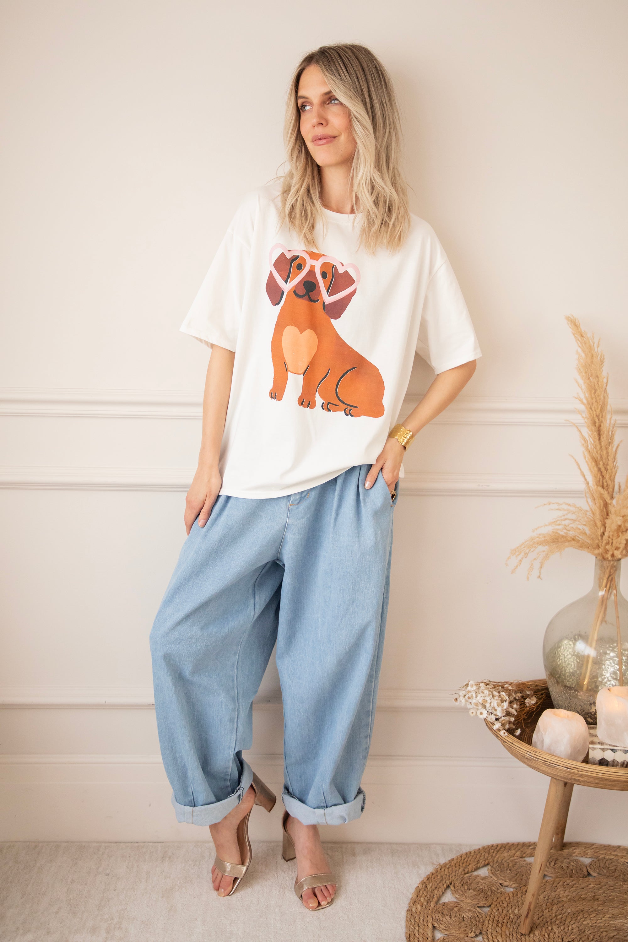 Cute Puppy Eyes White - T-Shirt