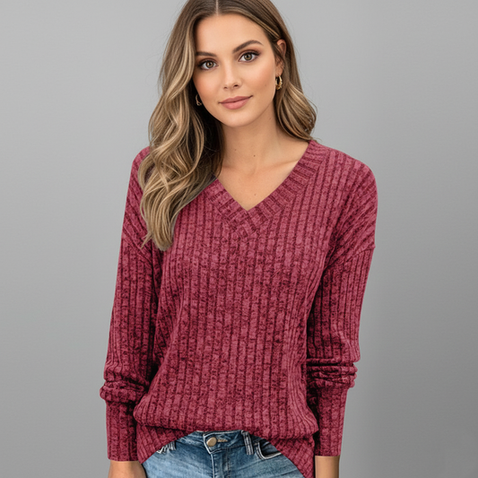 Helena | Comfy V-Neck Long Sleeve Top
